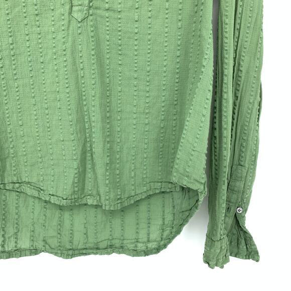 J. Crew Factory Popover Blouse Womens Size XS Long Sleeve Green Textured - Picture 4 of 6